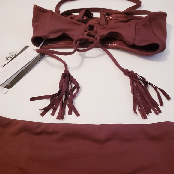 $220 NWT SKIN x Barneys Burgundy Bikini 2 pc SET - Picture 9 of 11